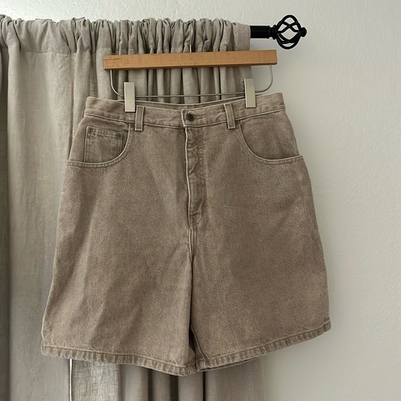 Vintage Crossroads High Waisted Mom Shorts Khaki Denim 80s 90s Jean Short - Picture 1 of 8